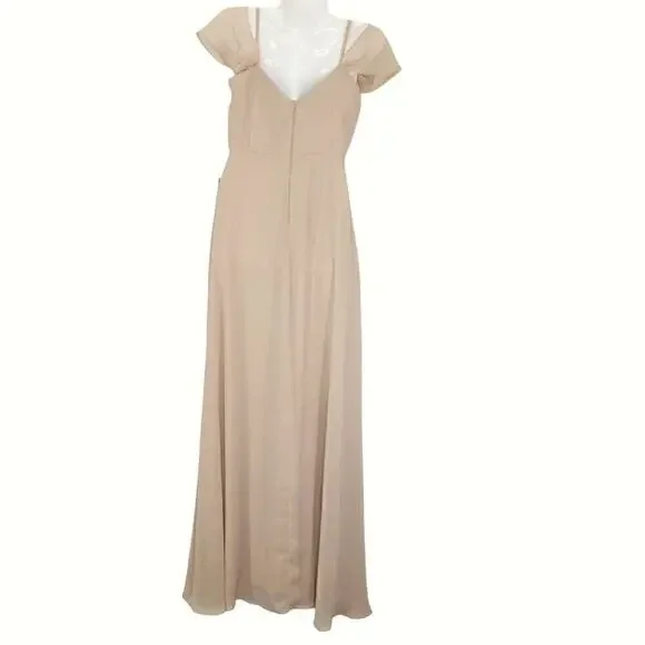 Birdy Grey Spence Taupe Chiffon Convertible Dress Bridesmaid Prom SMALL‎ NWT - Picture 7 of 14